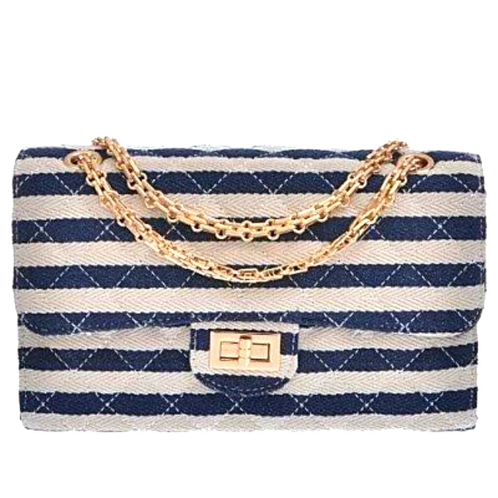 Fabric Striped  Clutch
